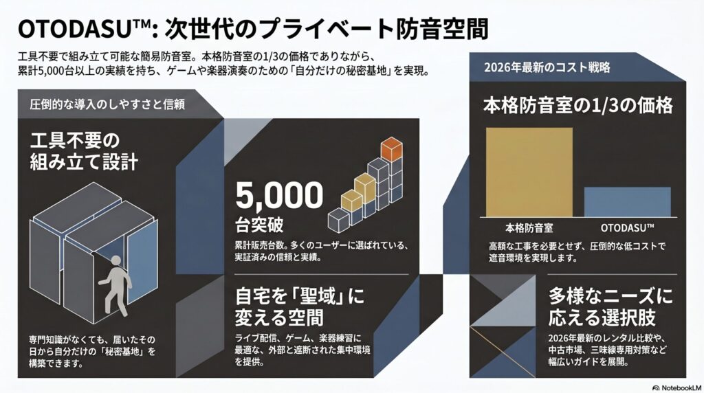 組み立て式防音室のメリットに関する図解
